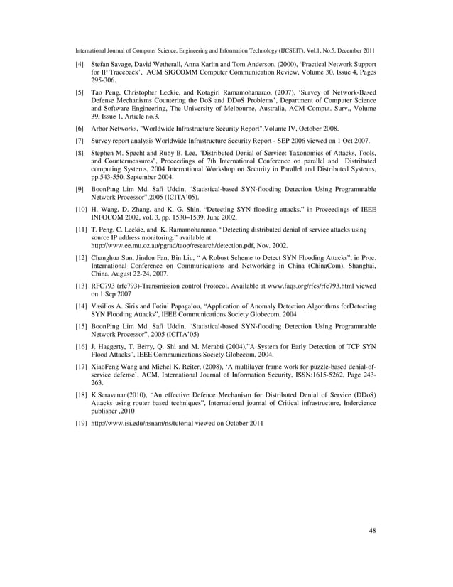 DISTRIBUTED DENIAL OF SERVICE (DDOS) ATTACKS DETECTION MECHANISM | PDF