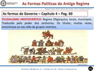 FEUDALISMO ARISTOCRÁTICO: Regime Oligárquico, locais, municipais.
Traduzida pelo poder dos senhorios. Os títulos, muitas vezes,
encontrava-se nas mão de grupos restritos.
Figura ilustrativa
 