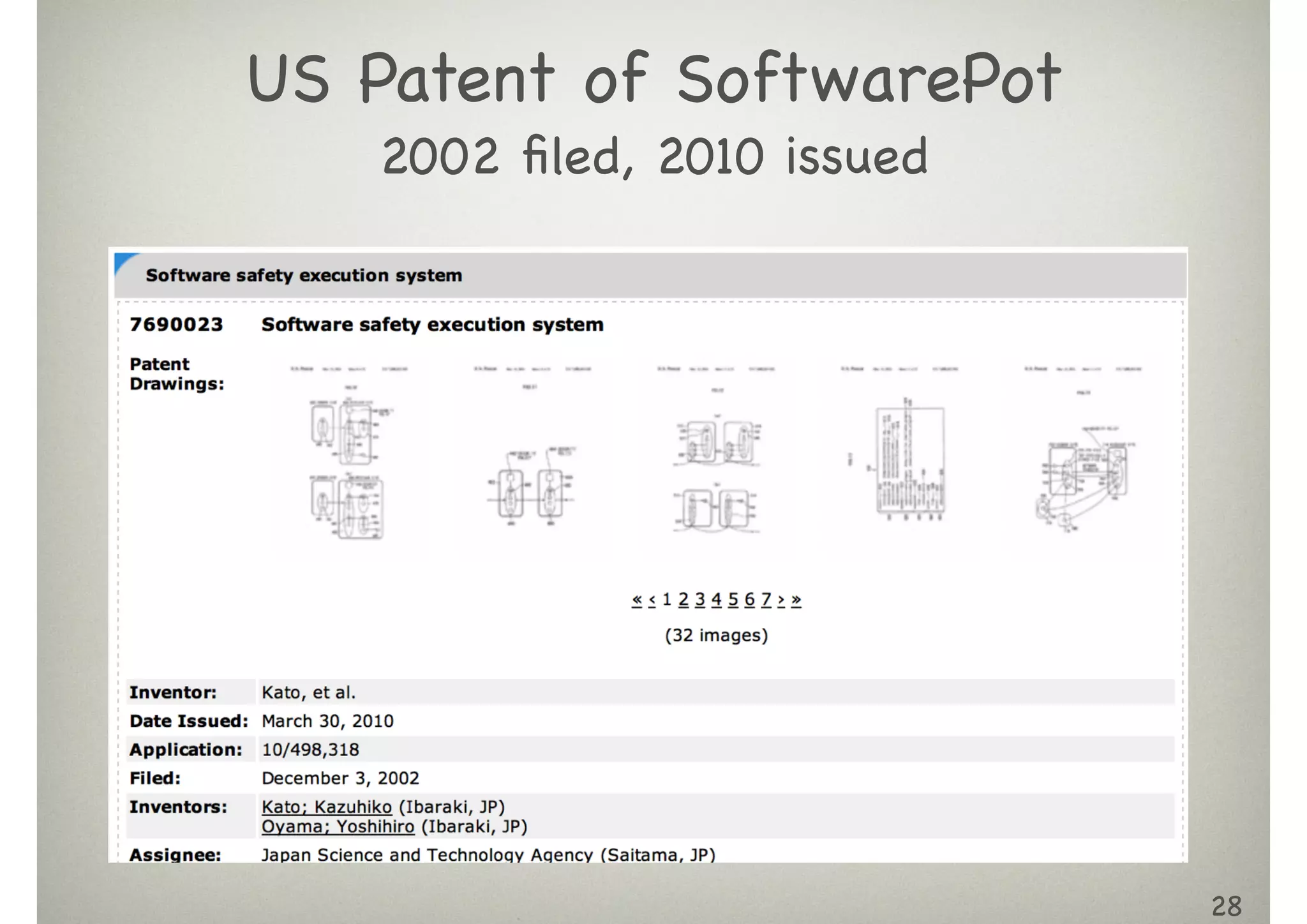 28
US Patent of SoftwarePot

2002 ﬁled, 2010 issued
 