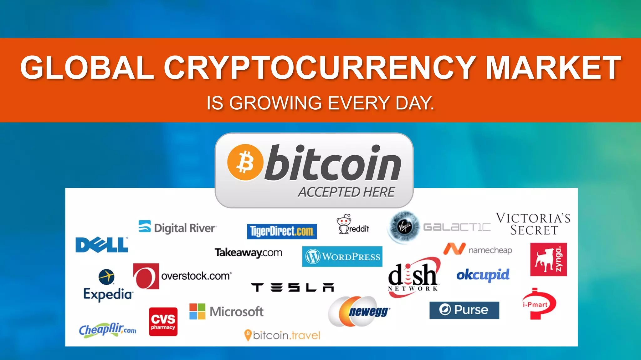 GLOBAL CRYPTOCURRENCY MARKET
IS GROWING EVERY DAY.
 