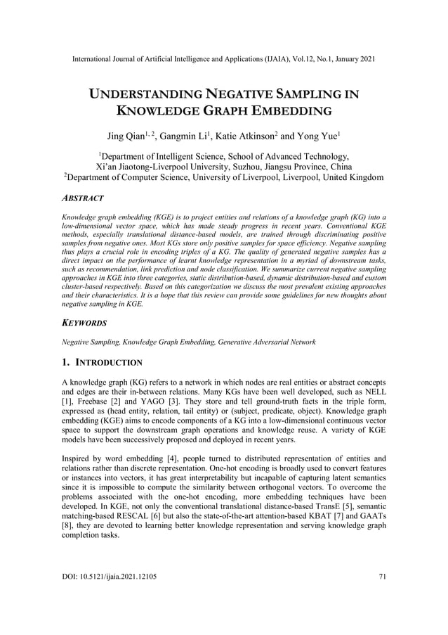 UNDERSTANDING NEGATIVE SAMPLING IN KNOWLEDGE GRAPH EMBEDDING | PDF