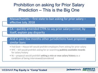 WEBINAR Pay Equity is “Comp”licated
Prohibition on asking for Prior Salary
Prediction – This is the Big One
Massachusetts ...