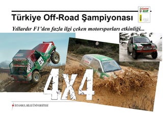Türkiye Off-Road Şampiyonası
Yıllardır F1’den fazla ilgi çeken motorsporları etkinliği...




                                                  20 Aralık 2012 ©
 