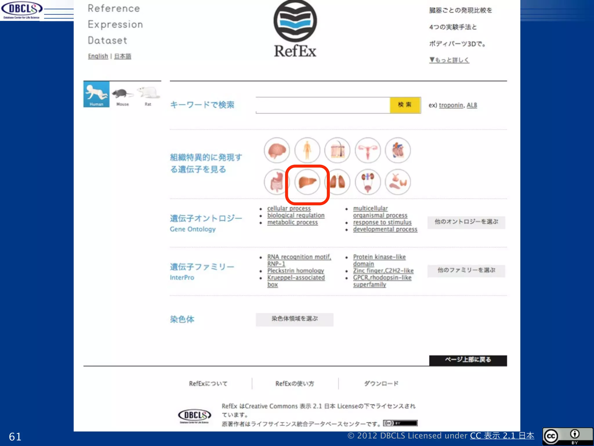 RefEx




61       © 2012 DBCLS Licensed under CC 表示 2.1 日本
 