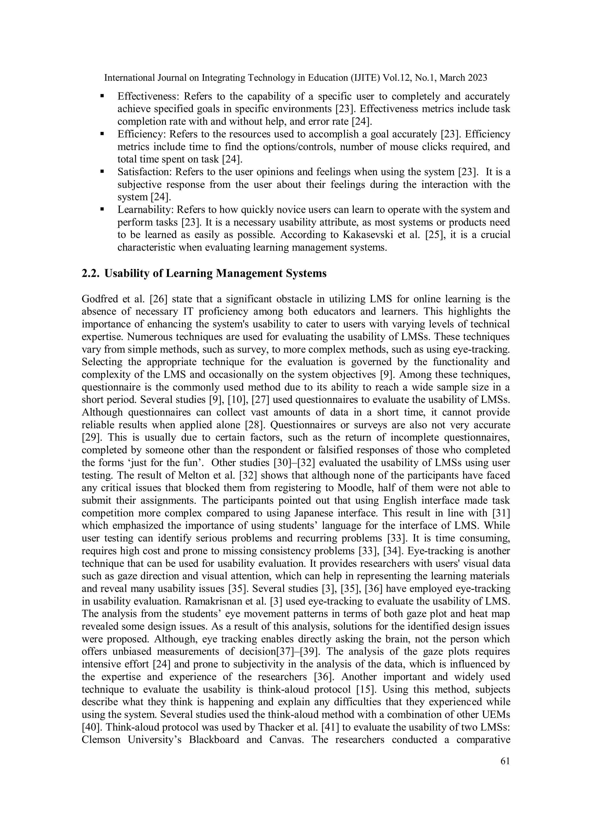 A Model for Usability Evaluation of Learning Management Systems | PDF