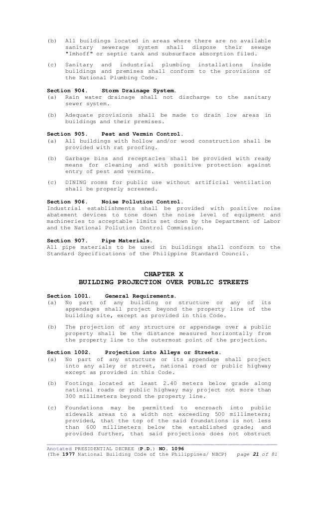 no. (p.d.) 1096 presidential decree pd1096 1212818378 natlbldgcode(anotated) 1977