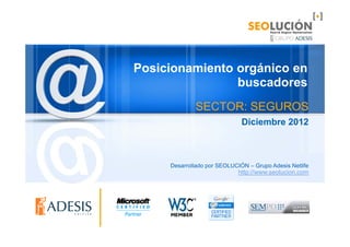 Posicionamiento orgánico en
                buscadores
             SECTOR: SEGUROS
                              Diciembre 2012



     Desarrollado por SEOLUCIÓN – Grupo Adesis Netlife
                             http://www.seolucion.com
 