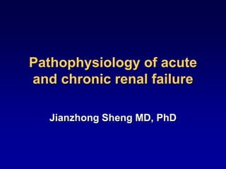 Pathophysiology of acute
and chronic renal failure
Jianzhong Sheng MD, PhD
 