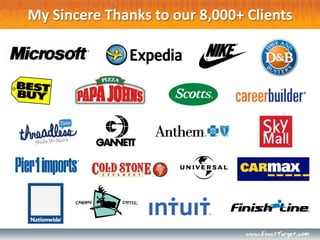 My Sincere Thanks to our 8,000+ Clients
 