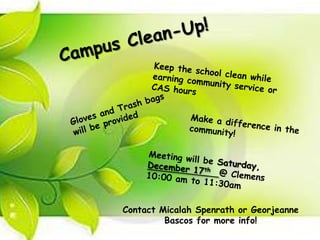 Contact Micalah Spenrath or Georjeanne
         Bascos for more info!
 