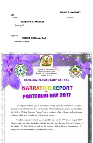 Portfolio Day Acr Activity Completion Report And Narrative Report