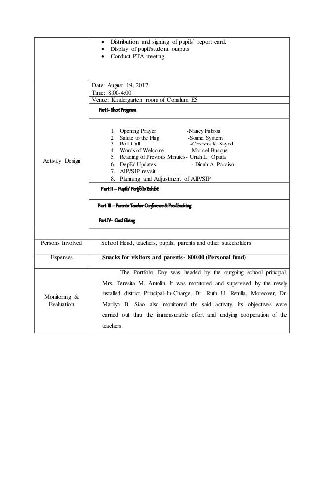 Portfolio Day [ACR] Activity Completion Report and Narrative Report