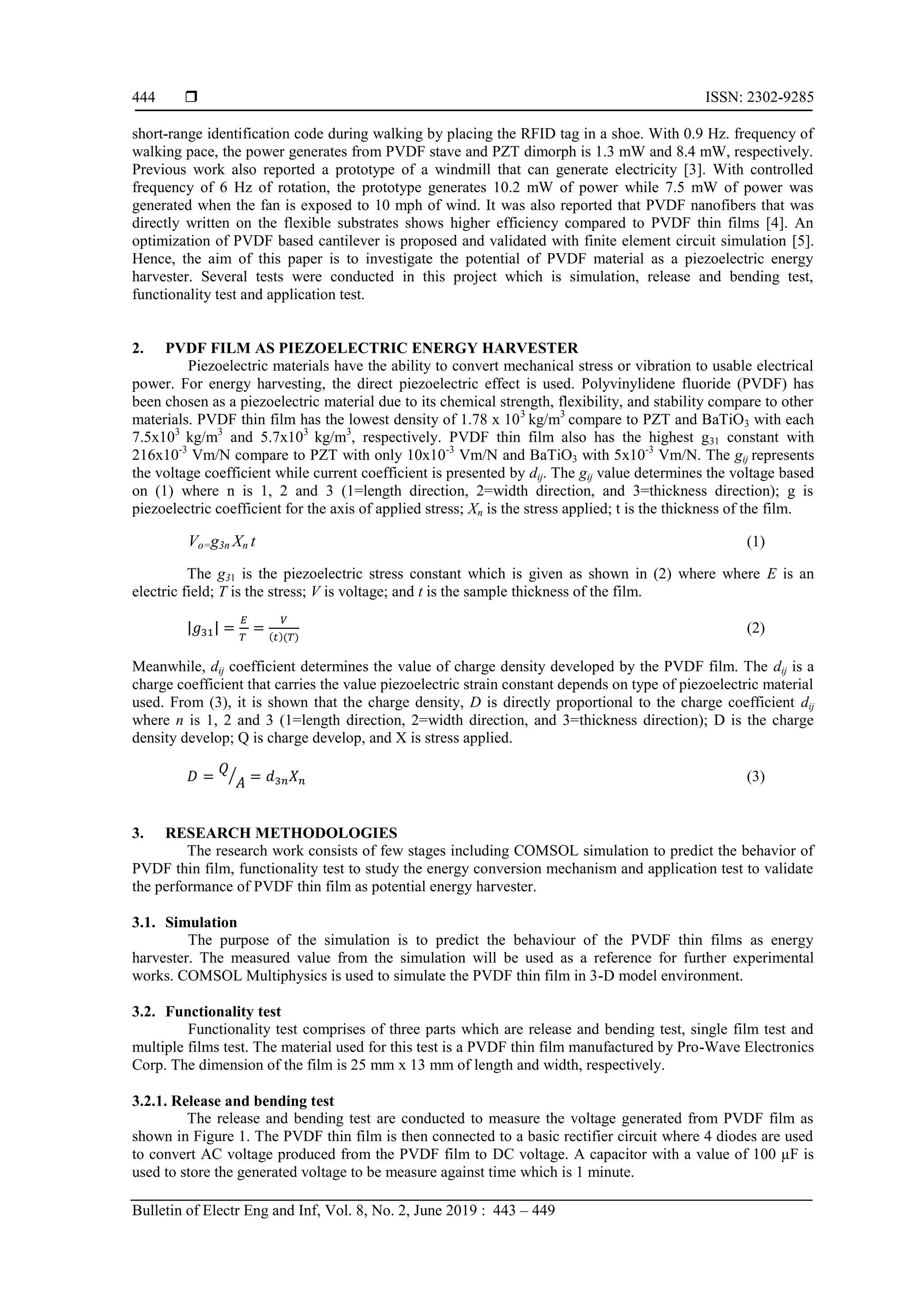 Flexible PVDF thin film as piezoelectric energy harvester | PDF