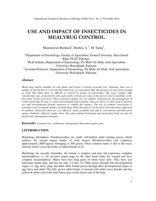 USE AND IMPACT OF INSECTICIDES IN MEALYBUG CONTROL | PDF