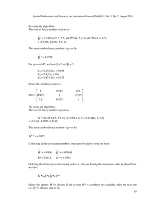 AGGREGATION OF OPINIONS FOR SYSTEM SELECTION USING APPROXIMATIONS OF ...