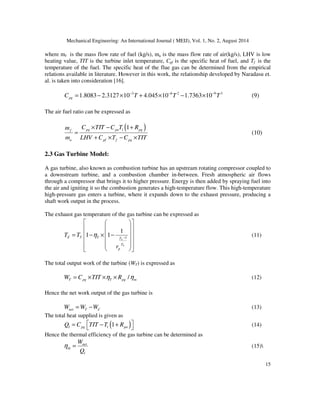 PERFORMANCE ANALYSIS OF A COMBINED CYCLE GAS TURBINE UNDER VARYING ...