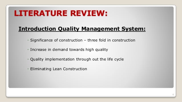Literature review construction management