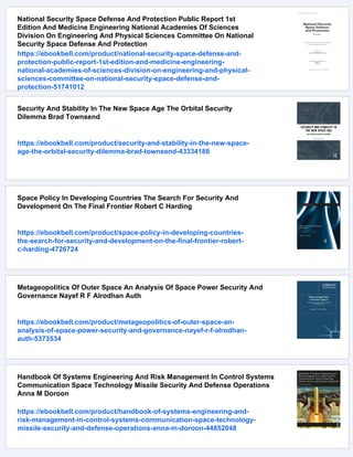 Space And Security A Reference Handbook Peter L Hays | PDF