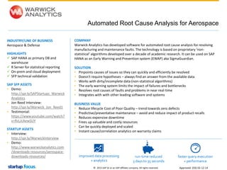 © 2015 SAP SE or an SAP affiliate company. All rights reserved.
Automated Root Cause Analysis for Aerospace
Approved: (DS)...