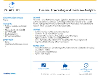 © 2015 SAP SE or an SAP affiliate company. All rights reserved.
Financial Forecasting and Predictive Analytics
Approved: (...