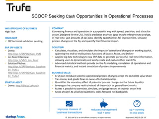 © 2015 SAP SE or an SAP affiliate company. All rights reserved.
SCOOP Seeking Cash Opportunities in Operational Processes
...
