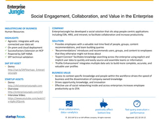 © 2015 SAP SE or an SAP affiliate company. All rights reserved.
Social Engagement, Collaboration, and Value in the Enterpr...