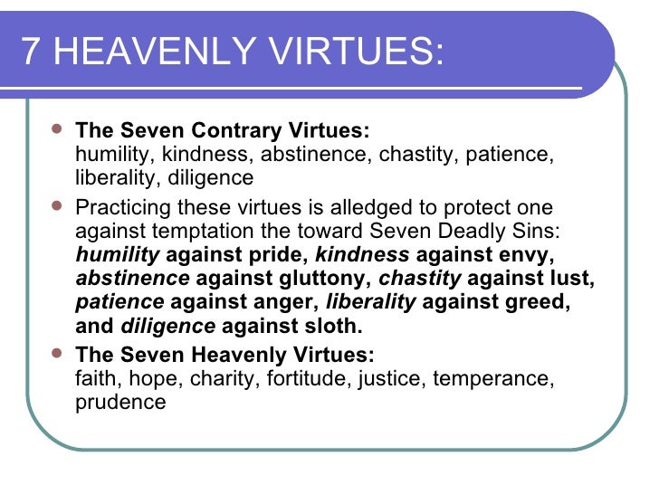 Capital Sins And Opposing Virtues