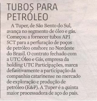 Jornal Diário Catarinense - Estela Benetti | Tubos para petróleo | 15/09/14