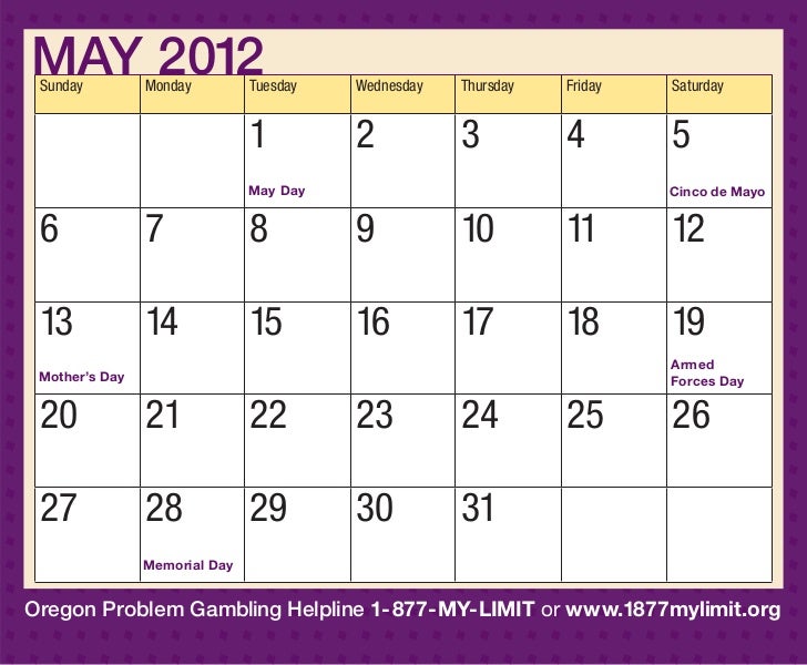 12 Oregon Problem Gambling Awareness Calendar 12 Oregon Problem Gambling Awareness Calendar