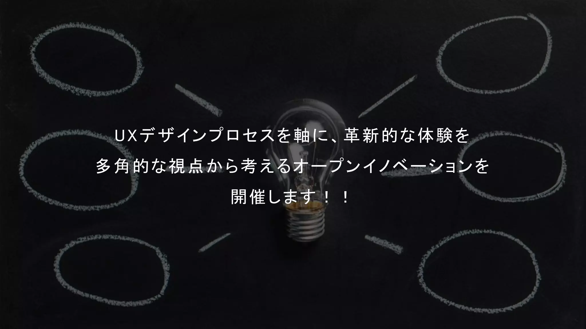 UXデザインプロセスを軸に、革新的な体験を
多角的な視点から考えるオープンイノベーションを
開催します！！
 