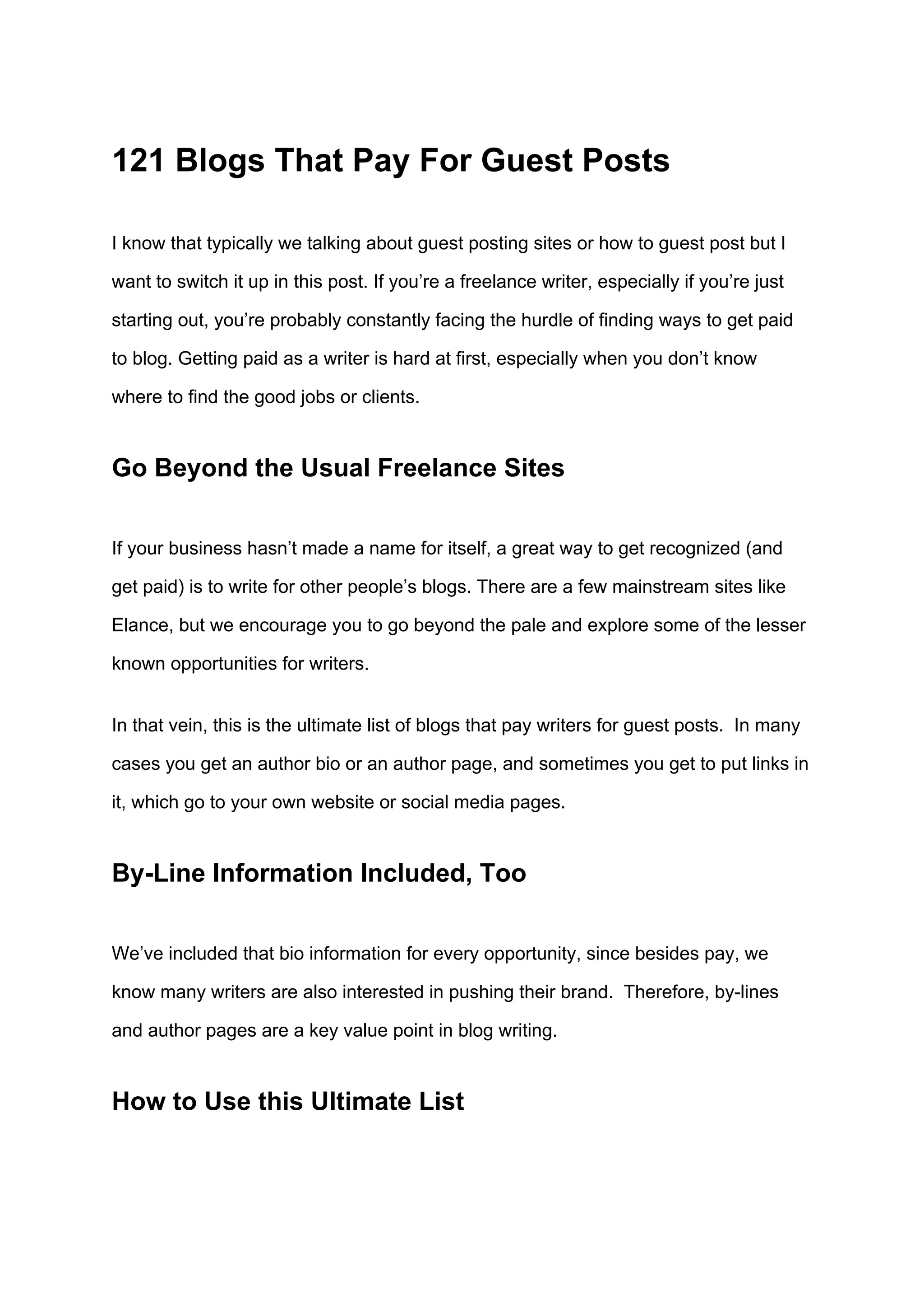 121 blogs that pay for guest posts | PDF