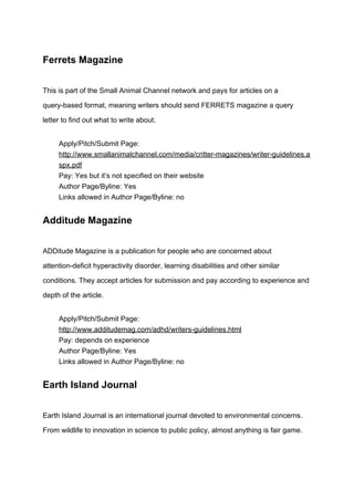 Article Query Example For Magazine 121 blogs that pay for guest posts | PDF