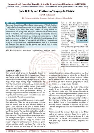 Folk Beliefs and Festivals of Rayagada District | PDF