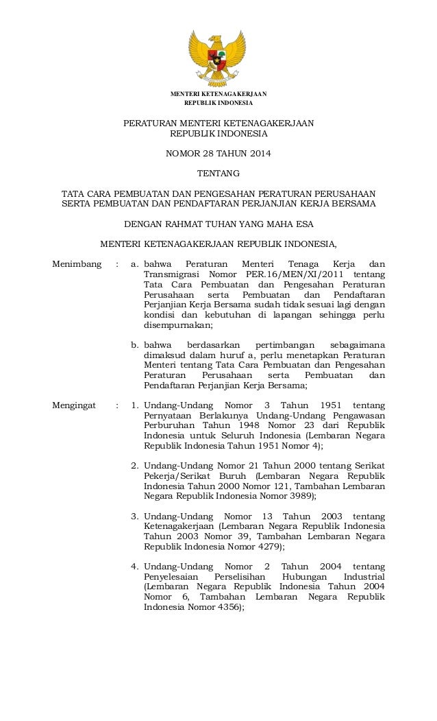Permenakertrans no28 Tahun 2014 tentang tata cara Permenakertrans no28 Tahun 2014 tentang tata cara