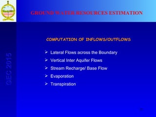 Lateral Outflow Ground Water Resources Estimation By GEC 2015 Methodology | PPT