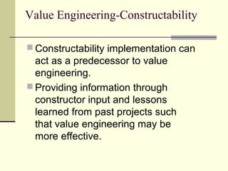 Constructability Value Engineering 122 value engineering | PPT