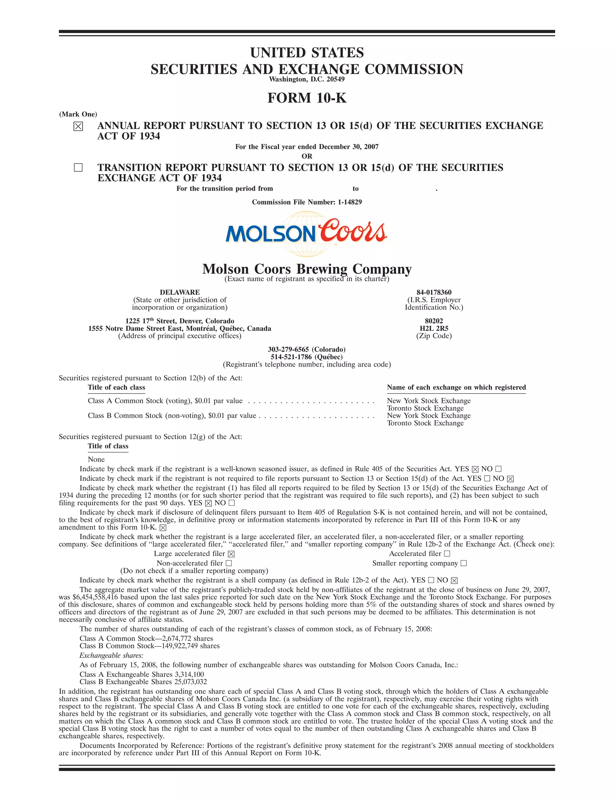 molson coors brewing 200710K