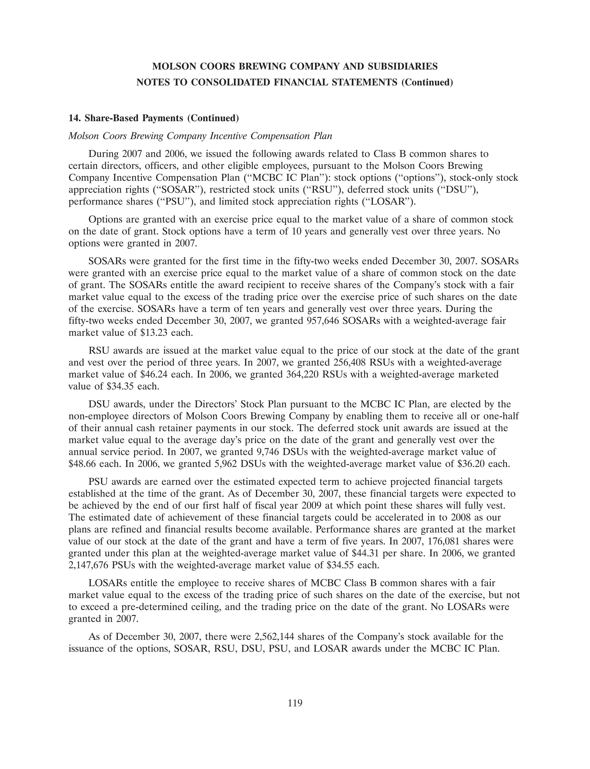 molson coors brewing 200710K