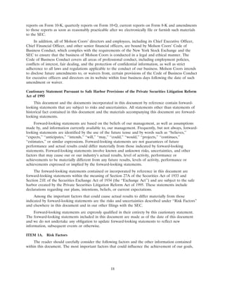 molson coors brewing  200710K