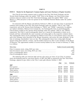 molson coors brewing  200710K