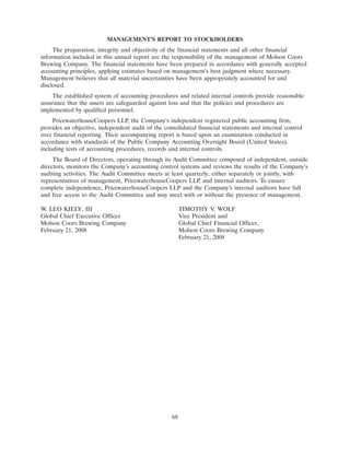 molson coors brewing  200710K