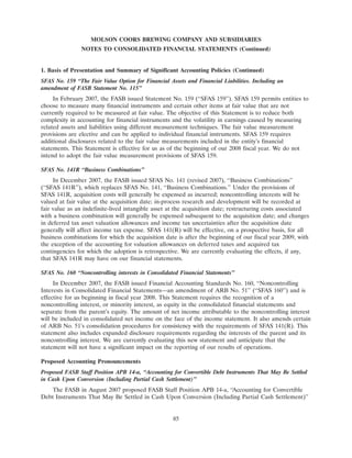 molson coors brewing  200710K