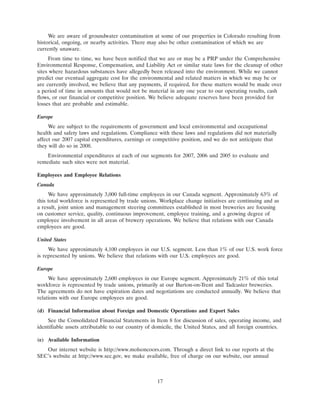molson coors brewing  200710K