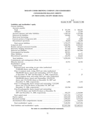 molson coors brewing  200710K