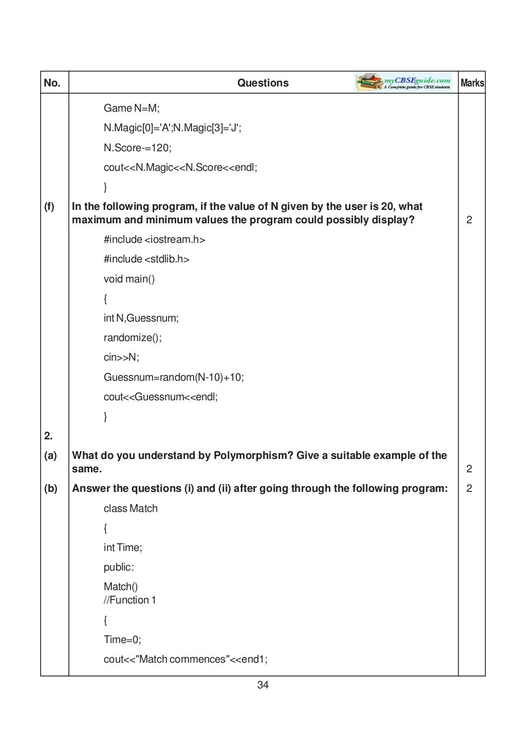 computer science sample papers 2
