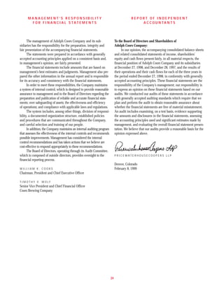 molson coors brewing  COORS_AR1998