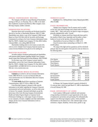 molson coors brewing  COORS_AR1998