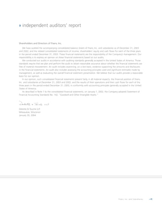 fiserv annual reports 2003