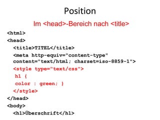 CSS: Stildeklaration im head-Bereich | PPT