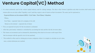 Venture Capital(VC) Method
 